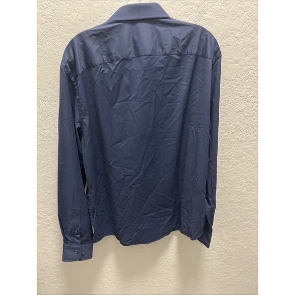 UNTUCKit Mens Blue Long Sleeve Button Dress Shirt Gironde Wrinkle Free Large Reg - Picture 6 of 8